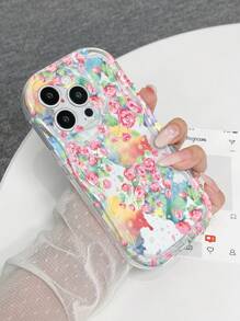 1 pieza Funda de teléfono con protección gruesa y alta contra caídas, con impresión brillante de rosa rosa de moda, compatible con Apple iPhone11/12/13/14/15 Pro Max, Galaxy A04/A05/A13/A14/A15/A24/A25/A35/A54/A55/S23/S24