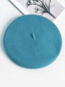 1 件装女士薄款纯色贝雷帽复古艺术家帽，甜美百搭