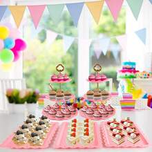 10pcs Cake Rack Set, Including 3 Double Layered Cupcake Racks+3 Triple Layered Cupcake Racks+4 Appetizer Trays, Suitable For Party And Christmas Party Tabletop Decoration, New Year Celebration - Hồng - Xem 4
