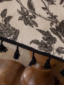 1 khăn trải bàn tua rua hoa đen cổ điển, vỏ trang trí bàn cà phê/tủ đầu giường, đồ trang trí nhà cửa, thích hợp cho phòng ăn, tụ họp, ăn tối, tiệc ngày lễ, tiệc chiêu đãi, dã ngoại, trang trí lễ tạ ơn, trang trí mùa thu - Nhiều màu - Xem 6