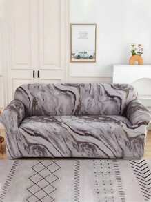 1pc Modern Full Cover Sofa Protector, Marble Pattern, Suitable For Living Room/Office Sofa Decor