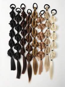 2 件 20 英寸马尾假发女式泡泡辫天然染色扭辫扎发绺 1 双马尾灯笼辫 - 彩色 - 查看 7