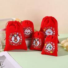 10pcs/Set-9*12cm/10*15cm/13*18cm/15*20cm/17*23cm/20*30cm/Multi-Specification Christmas & Halloween Large Gift Bags With Drawstring Closure