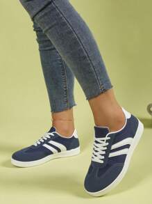 Tênis Casuais Slip-On com Cadarço Femininos, Tênis Esportivos Versáteis, Adequados para Primavera e Outono, Sapatos de Exercício para Estudantes