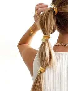 5个双钩皮筋，符合国家标准，适用于拉丁舞造型，皮筋，美发工具，丸子头钩，马尾辫橡皮筋，加粗弹力发钩，发圈，马尾辫发绳，发圈，发饰，头饰，弹力带 - 彩色 - 查看 9