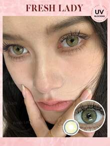 FRESH LADY 1副自然绿色眼部颜色软性隐形眼镜 X-Green Flare 14.00mm 日抛型美瞳，年抛型 - 綠色 - 查看 7