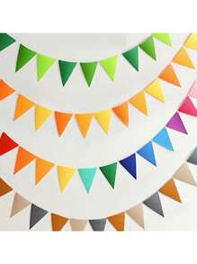 1套，3米长，12件，6色复古彩色亚麻三角旗，适用于生日、婚礼、万圣节、圣诞节、教室装饰、新年派对装饰、秋季家居装饰。线条不影响使用。颜色随机发！！，适用于学校用品，返校 - 單件 - 查看 6