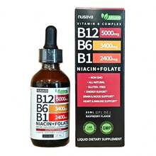 Nusava Vitamina B12,b6 Y B1 Gotas Líquidas 60ml, Complejo B Sublingual,contiene Nicotinamida Y Ácido Fólico,apoya La Salud Del Cerebro, El Corazón Y La Piel - Otros - Ver 1