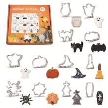 12pcs/Set Stainless Steel Halloween Cookie Mold, Durable Material Not Easy To Deform, Suitable For DIY Cookie Making, Holiday Baking Decoration, Parent-Child Handmade Activities, For Baking Enthusiasts And Families With Halloween Baking Needs