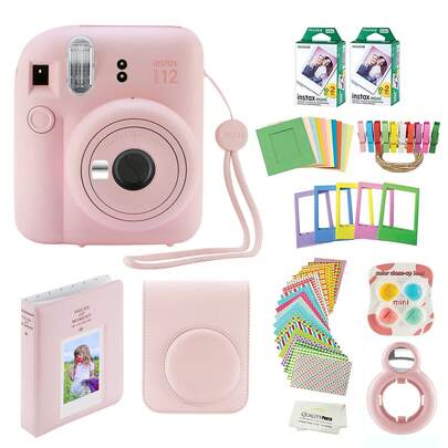 Fujifilm Instax Mini 12 Instant Camera With Case, 40 Fujifilms, Decoration Stickers, Frames, Photo Album And More Accessory Kit (Blossom Pink)