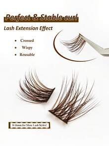 Rikuaild 120pcs Brown Cluster False Eyelashes, D Curl, 8-16mm Mixed Length, Fluffy Natural, Soft & Fine, Individual Lashes, Suitable For Daily Life, Wedding, Party And Music Festival - D - 查看 4