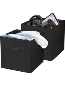 1pc Non-Woven Fabric Colorful Square Storage Box, Foldable Clothes Organizer Box, Multi-Functional Storage Solution - Multicolor - View 4