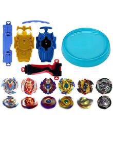 Zestaw 11 zabawek w postaci wirującego bączka z wielokolorowymi uchwytami i wyrzutnią, odpowiedni do walki, różne style, prezent świąteczny