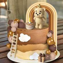 LaVenty 棕熊蛋糕装饰 熊性别揭晓蛋糕装饰 熊蛋糕装饰 性别揭晓生日蛋糕装饰 - 棕色 - 查看 13