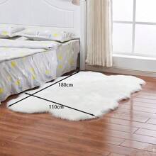 LIVINGANDHOME Living And Home 180*110cm (Luxury Plush) Irregular Shaggy Area Rug (Ultra-Soft Cloud-Like Texture) | Quick-Drying & Machine Washable | Modern Home Decor - White - View 7
