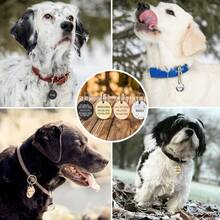 1pc Personalized Pet ID Tags - Custom Logo Pattern Round Pattern & Number Engraved Dog & Cat Collar Tags - Multicolor - View 9