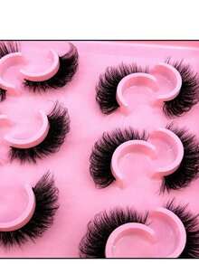 6 pares de pestañas de gato que son realistas y desordenadas, pestañas postizas de visón artificial que son naturales y largas, pestañas que son largas y delgadas, pestañas postizas que son suaves y gruesas, tiras de pestañas, pestañas, pestañas postizas