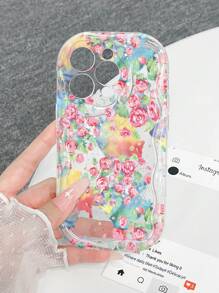 1 pieza Funda de teléfono con protección gruesa y alta contra caídas, con impresión brillante de rosa rosa de moda, compatible con Apple iPhone11/12/13/14/15 Pro Max, Galaxy A04/A05/A13/A14/A15/A24/A25/A35/A54/A55/S23/S24