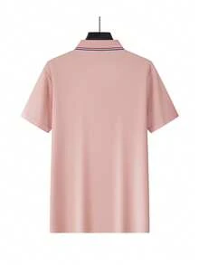 Driftmere 男士撞色滚边高尔夫Polo衫，半扣领，柔软轻盈，商务休闲工作衬衫，适合送给男友，也适合高尔夫、日常穿着、夏季、网球等运动，透气舒适，高弹凉爽，适合日常休闲、运动、慢跑和健身/训练。 - 粉色 - 查看 3