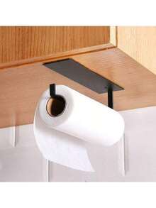 1pc Hanging Paper Towel Holder, Kitchen Cabinet Cupboard Under Shelf Storage Paper Towel Roll Holder Dispenser, Free Punching Wrought Iron Napkins Plastic Wrap Rag Cling Film Storage Rack, Home Kitchen Supplies - Multicolor - View 3