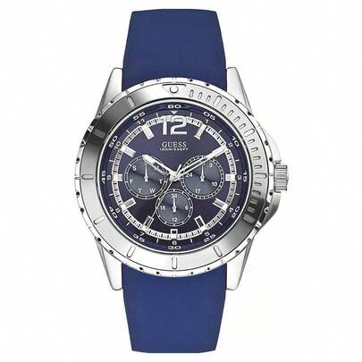  Reloj de cuarzo para hombres Guess, movimiento de cuarzo, caja de acero inoxidable, correa de resina, reloj de manecillas, resistente al agua hasta 100 metros, adecuado para uso diario, deportes y otras ocasiones W0485G1 W0485G3