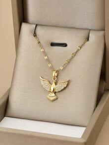 1 件时尚全水钻闪亮鸟与鹰不锈钢女士项链，1 对时尚全水钻闪亮鸟与鹰不锈钢女士耳环 - 鳥 - 查看 3