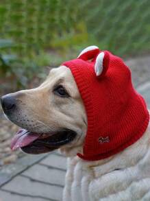 安静的狗耳罩，噪音防护，宠物耳罩，针织帽，缓解焦虑，温暖的冬季耳罩，适合中型和大型犬宠物头饰