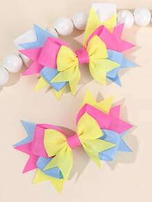 2pcs Girls Candy Color Hair Bow Clips Alligator Clips Sweet Bowknot Barrettes Fashion Hairpins Hair Accessories - Multicolor - View 7