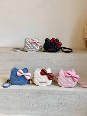 新作 ミニ刺繍猫ハンドバッグ、かわいい超小型漫画猫ショルダーバッグ、リップクリームポーチ、コインケース、ミニ子供用バッグ