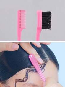 Conjunto de 2 pentes multifuncionais para estilizar o cabelo, escova dupla face para controle de frizz, essencial para volta às aulas, viagens e férias, acessórios de cabelo femininos - pente, escova para frizz, escova desembaraçadora, escova redonda, conjunto de mini pentes, pente de madeira, escova de cabelo, pente, escova para a parte de trás, escova de cabelo, escova para frizz, escova desembaraçadora, ferramentas de estilização de cabelo - Multicolorido - Ver 2
