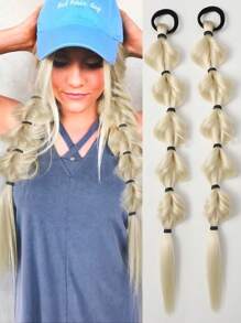 2 件 20 英寸马尾假发女式泡泡辫天然染色扭辫扎发绺 1 双马尾灯笼辫 - 彩色 - 查看 20