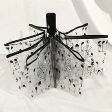 1 Transparent Umbrella, Frosted, Self-Folding, Easy To Carry, Cute Printed And Painted Umbrella, Simple And Elegant Umbrella For Summer Cooling, Beach, Travel