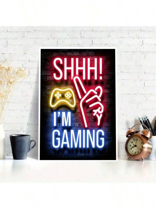 1pc Neon Gaming Poster Wall Decor Art - Vibrant Canvas Print For E-Sports Room, Game Room And Boys Bedroom - Perfect Wall Decoration For Gamers - Unframed,Wall Art Gifts Birthday Graduation