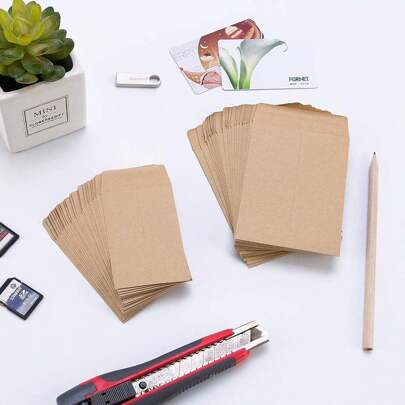 100/200pcs Envelopes Blank Kraft Paper Brown Seed Bag Seed Pocket Storage Bag,Christmas Valentine Day