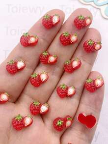 20pcs Resin Colorful Cute Mini Strawberry Fruits Art Flat Back Rhinestone Scrapbook DIY Jewelry Crafts Accessories Decor - 3 - View 3