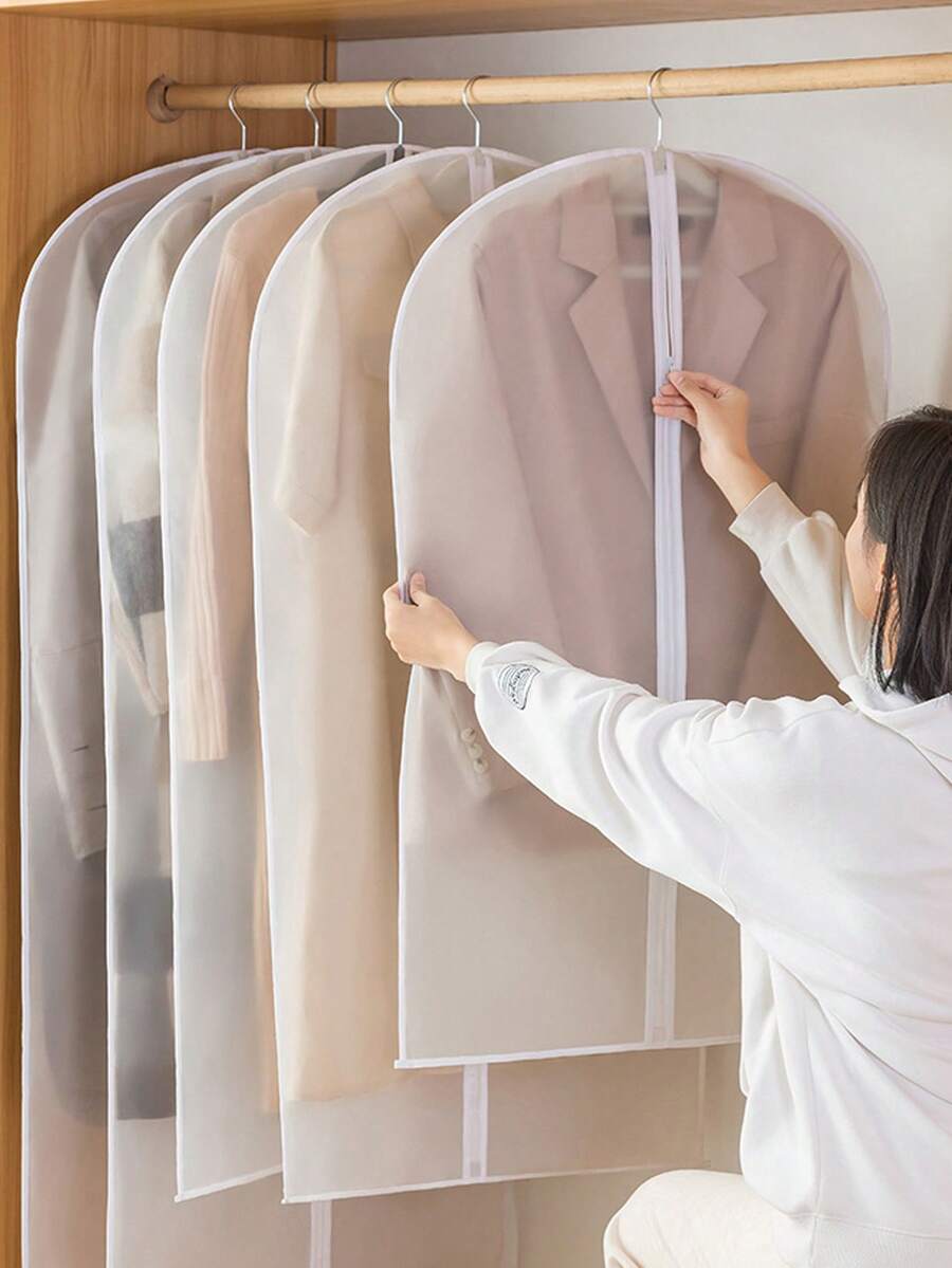 衣物套、透明服装保护袋、无纺布西装套、旅行收纳袋、外套和衣物保护袋、洗衣收纳袋、宿舍必备衣物整理袋、衣柜整理和收纳、卧室 - 彩色 - 查看 1