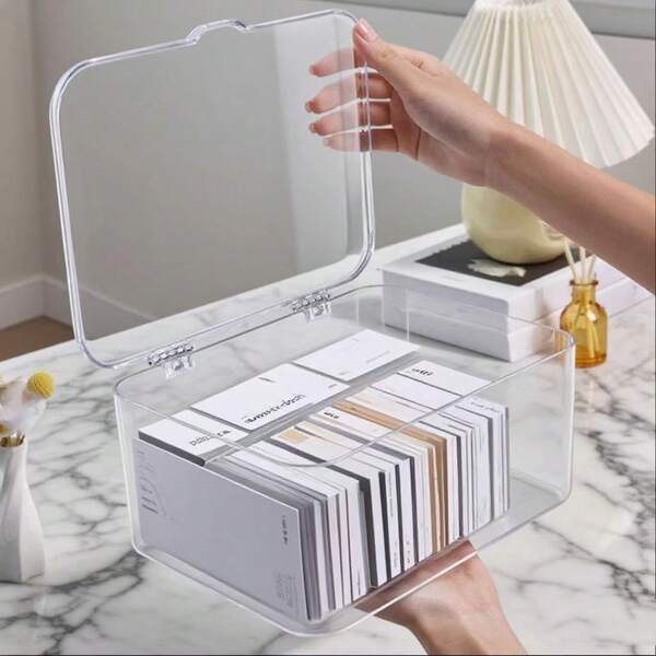 1pc Transparent Hard Protective Case, Hard Plastic Makeup Bag, Transparent Snack Box, Plastic Storage Box, Portable Travel Box For Organizing, Transparent Makeup Box And Covered Storage Container For Cosmetics