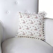 Printed Decorative Pillow With Full Zipper, Super Washable - Floral Rust - View 1