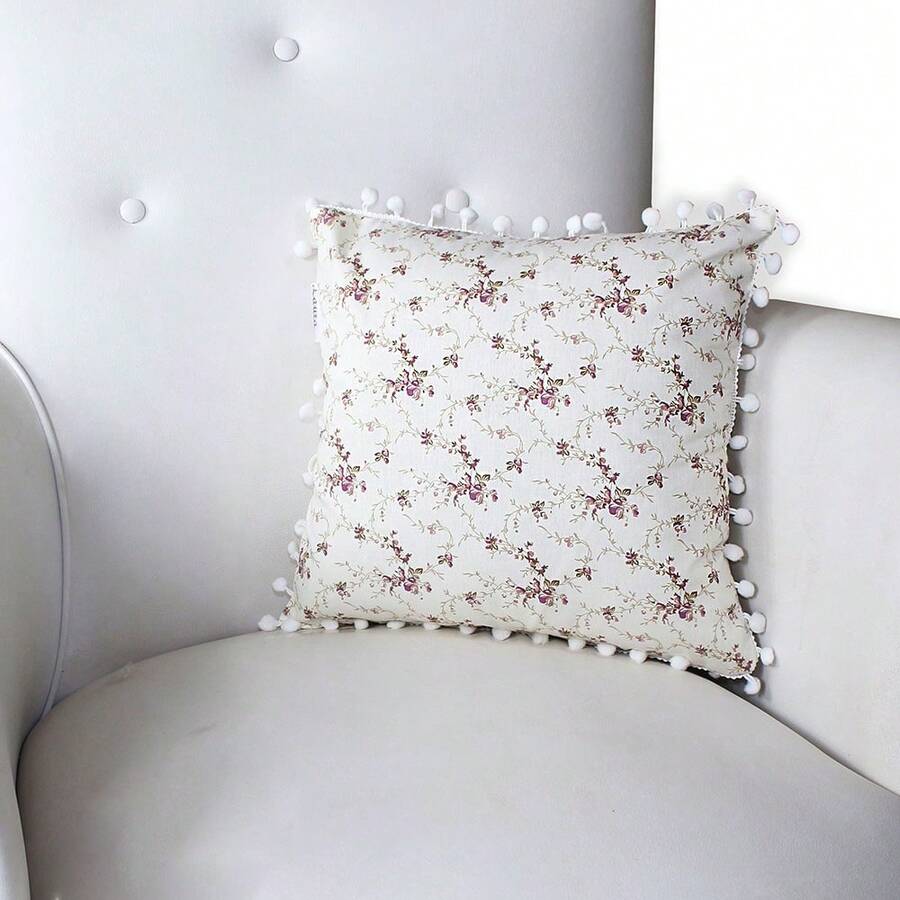 Printed Decorative Pillow With Full Zipper, Super Washable - Floral Rust - View 1
