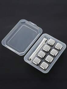 Customized 304 Stainless Steel Reusable Ice Cubes For Fast Cooling Wine And Whiskey, Bar Cocktail Whiskey Beer Beverage Ice Stones Gift Set. Engraved Whiskey Stone Set, Gifts For Him, Home Bar Supplies, Drink Stones, Gifts For Drinkers, Christmas Gifts For Him, Gift For Father,Wedding Essentials - Silver - View 17