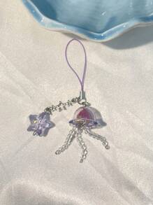 Casual Jellyfish Design Mobile Phone Strap, Y2k Style Keychain, Starfish Decor Phone Charm, For Bag For Ocean Lover, Gift For Friends Or Couples