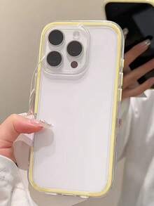 Apple Smart Fashion Phone Case With A High-End Feel, A Three-In-One Thickened And Hard Material, A Colorful Solid Color Frame, A Personalized Creative Pink, White, Black, Blue, Green, Minimalist Simple Fall Protection Full Coverage Transparent Feeling Colorful Phone Case Waterproof Shockproof Anti-Fall Scratch Resistant