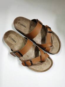 2026 New Criss-Cross Toe Soft Cork Slippers Beach Sandals, Unisex - Light Beige - View 3