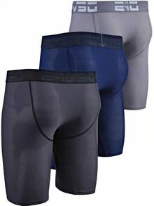 Men's Cool Dry Mesh Boxer Trunks 6-Inch Briefs, 3-Pack - 9 英吋(炭灰色 / 海軍藍 / 鋼色) - 查看 7