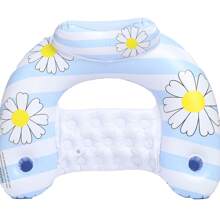 1pc Maple Leaf Pattern Inflatable U-Shaped Floating Chair For Adults, Simple Water Recreation Float, Maple Leaf PVC Inflatable Float, Inflatable Water Floating Chair With 2 Cup Holders, Foldable Maple Leaf U-Shaped Floating Bed, Water Lounge Chair, Pool Party, Beach Fun