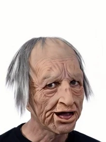 3D硅胶老人面具，成人硅胶面具，男士乳胶逼真面具，万圣节恐怖全头乳胶面具，恐怖万圣节乳胶面具，恐怖派对老太太乳胶面具，适合角色扮演