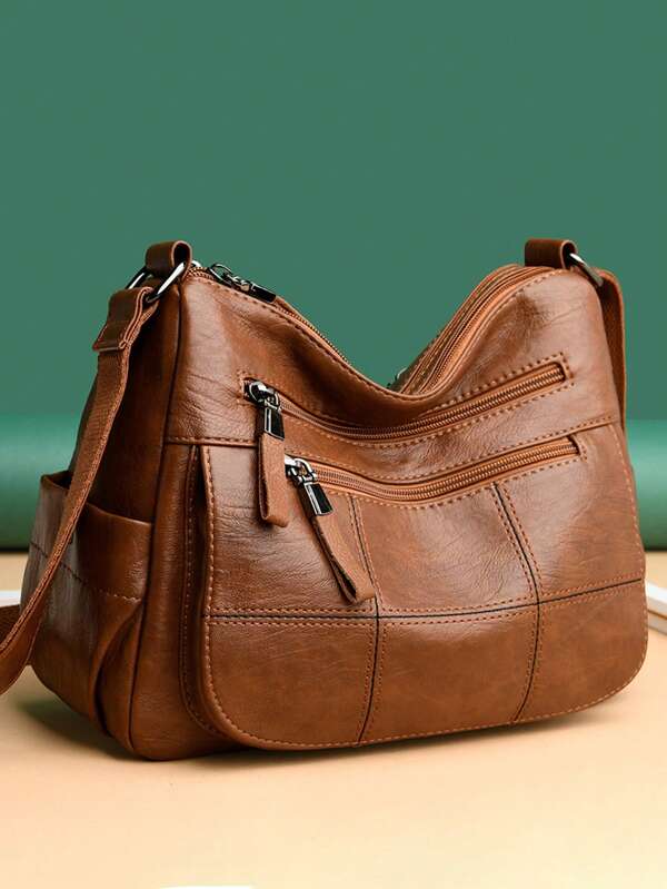 Modne, miękkie skórzane torby na ramię dla kobiet 2025, codzienne, damskie, wielokieszeniowe torby listonoszki, torebki retro, damskie torby na ramię