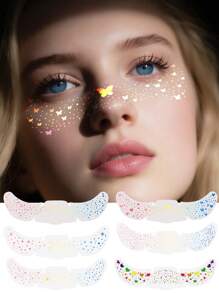 Glitzer Sommersprossen Gesichtstattoo, Glitzer Sommersprossen für das Gesicht, 24/12/6/4/2 Stück goldene Glitzer Sommersprossen, Gesichts-Glitzer Make-up Patches