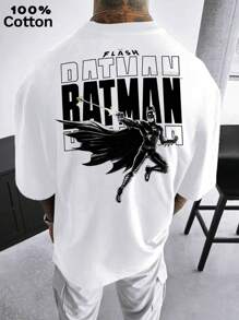 Warner Bros Batman, t-shirt da uomo in cotone a coste, abbigliamento sportivo da uomo in stile college per la primavera e l'estate, top da donna a maniche corte morbidi e traspiranti.