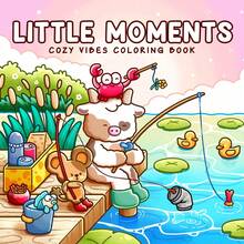 1 Stück "Little Moments: 42 Seiten einfaches Malbuch, geeignet für Erwachsene und Jugendliche, super süße und warme Muster, die eine komfortable und entspannende Atmosphäre schaffen (Warm Space Malbuch)". Dieses Buch präsentiert super süße Tiercharaktere mit einfachen und leicht umsetzbaren Designs, die Geist und Körper entspannen können. - Verschiedenfarbig - View 2